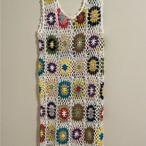 NWOT Colorful Crochet Swim Cover Up